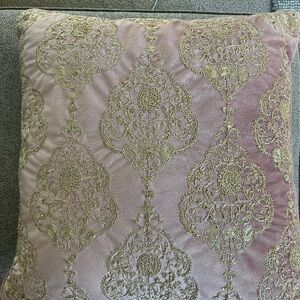 Luxurious Pink and Gold Embroidered Accent Pillow Set of 2 inserts not included